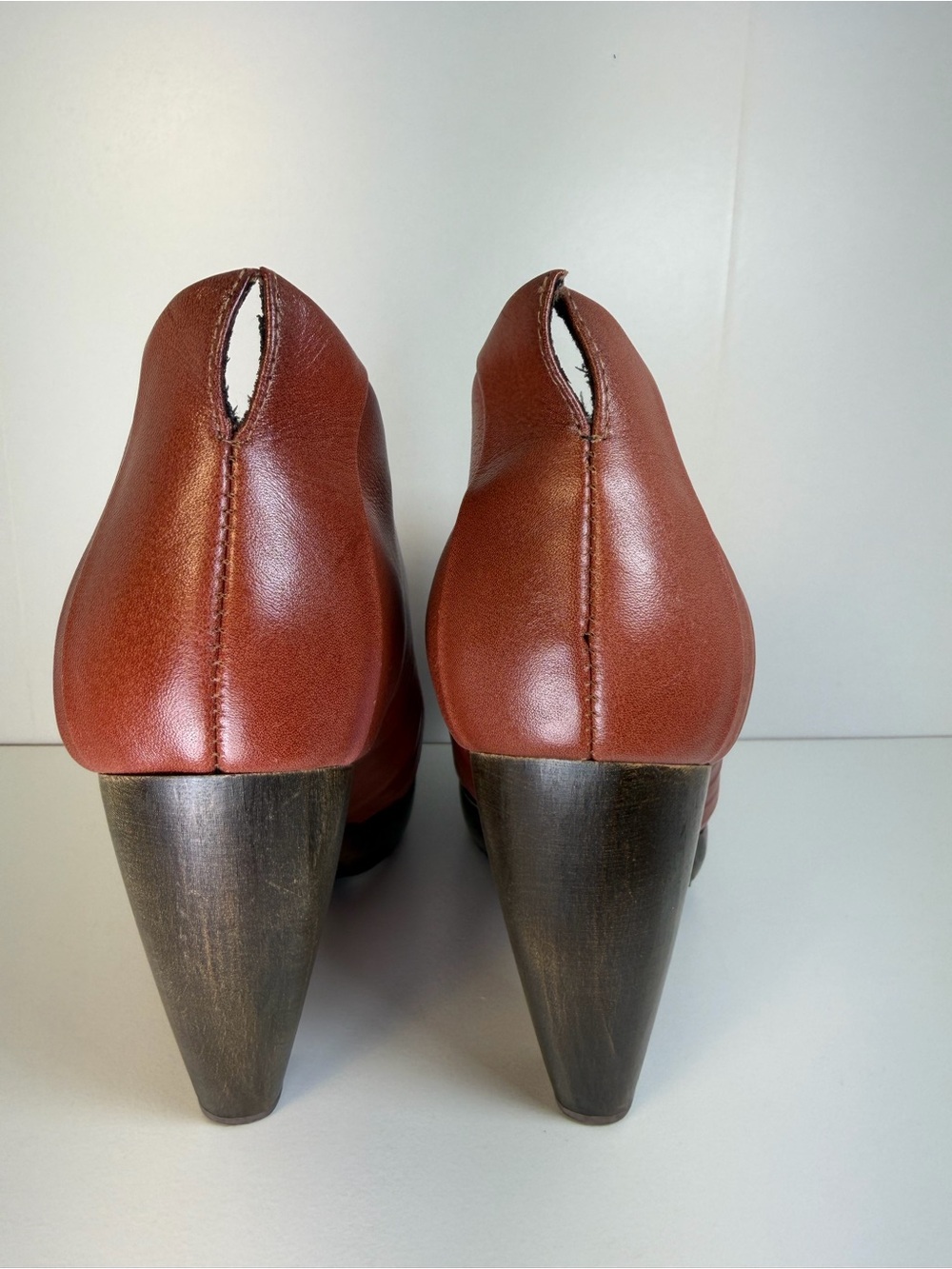 Irregular Choice Rust Brown Ribbed Leather Platform Heels - Picture 6 of 10